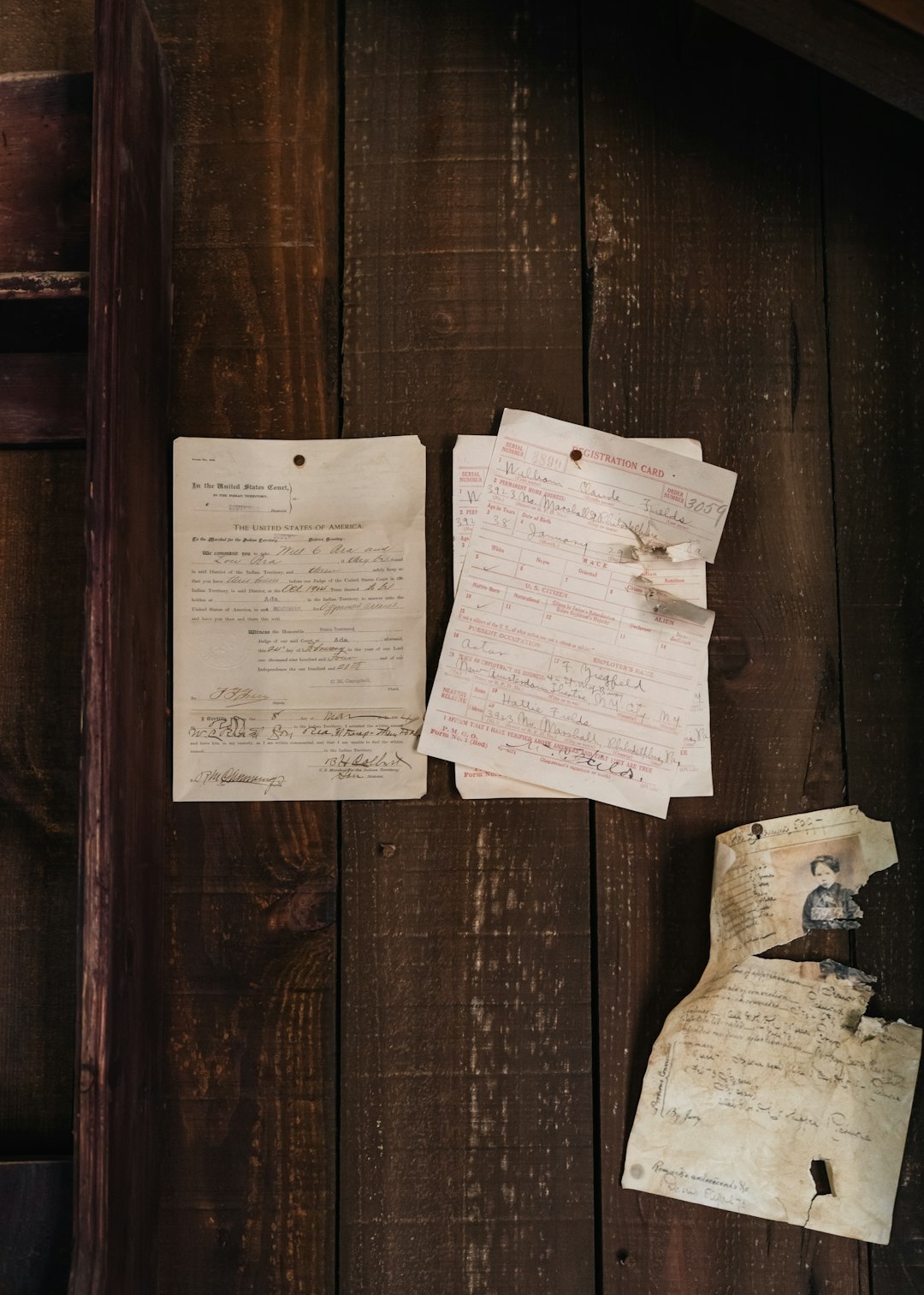 old letters and notes on table