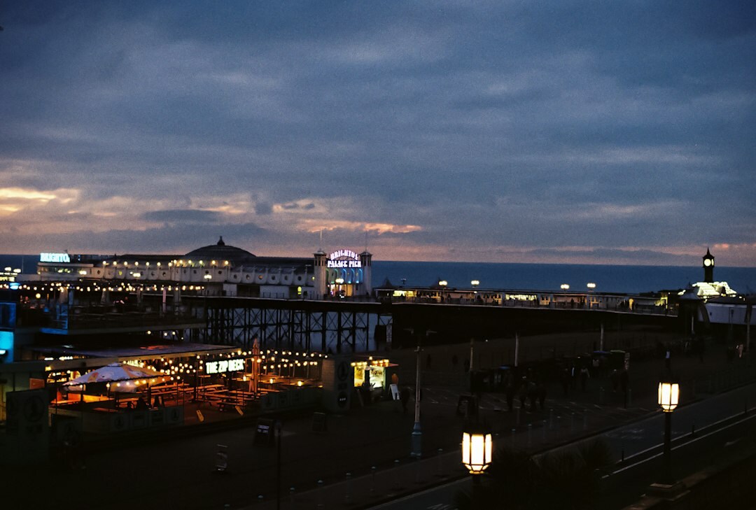 coastal town at dusk